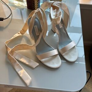 Satin white/cream “Something Blue” heels